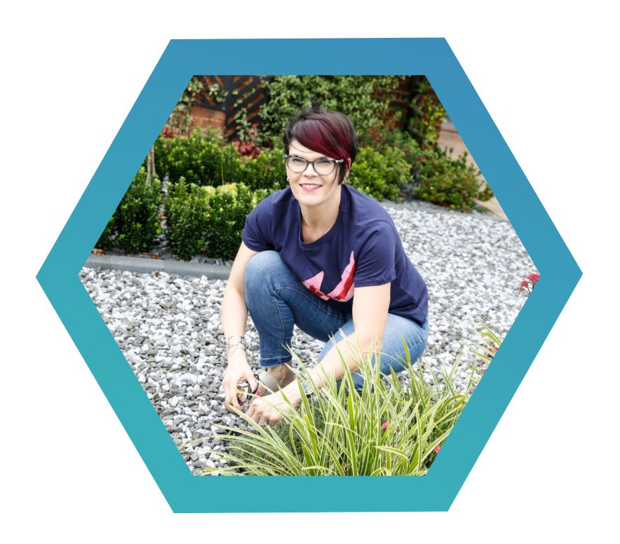 Louise Pengilley, time management expert and sales consultant, in her garden, smiling